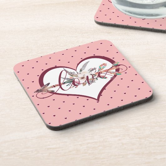 Blumenpfeil Valentinstag Getränkeuntersetzer (Linke Seite)