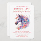 Blumenpferd Einladung (Vorne/Hinten)