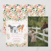 Blumenpferd Geburtstags-Foto Einladung (Vorne/Hinten)