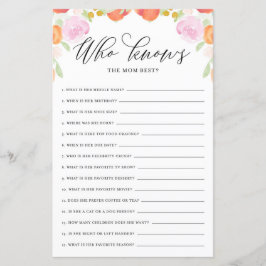 Blumenpfirsich, die Mama Best Baby Shower Game ken