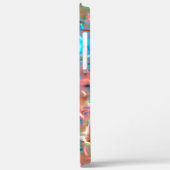 Blumenpfirsich und Aqua unter Hammerglas Case-Mate iPhone Hülle (Rückseite / Links)