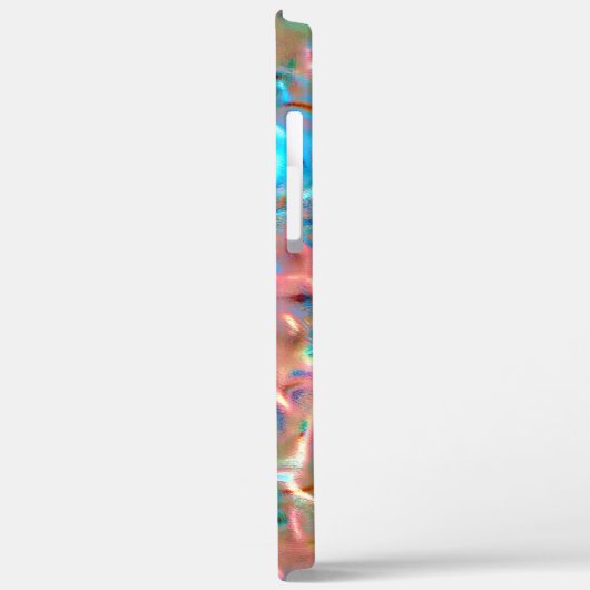 Blumenpfirsich und Aqua unter Hammerglas Case-Mate iPhone Hülle (Rückseite / Links)