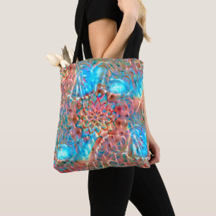 Blumenpfirsich und Aqua unter Hammerglas Tasche