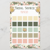 Blumenpfirsich und Cream Brautparty Bingo Flyer (Vorne)