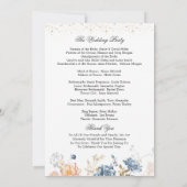 Blumenpfirsichblauer Hochzeitsprogramm Einladung (Rückseite)