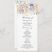 Blumenpfirsichblauer Hochzeitsprogramm Einladung (Vorne/Hinten)