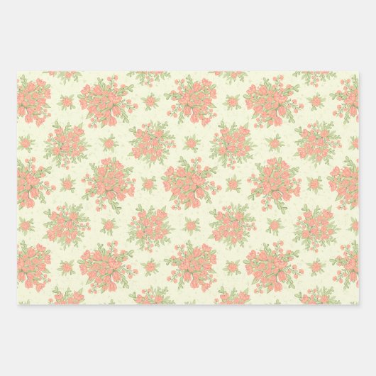 Blumenpfirsichblumen Orange Spring Blumen Geschenkpapier Set (Vorderseite 2)