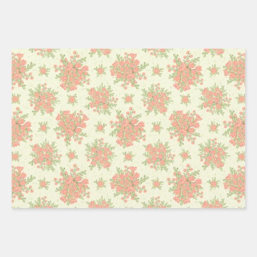 Blumenpfirsichblumen Orange Spring Blumen Geschenkpapier Set (Vorderseite)