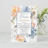 Blumenpfirsichblütenhochzeit Einladung (Stehend Vorderseite)