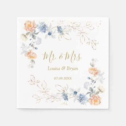 Blumenpfirsichblütenhochzeit Serviette (Vorderseite)