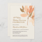 Blumenpfirsichcreme Gold 50. Hochzeitstag Einladung (Vorne/Hinten)