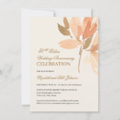 Blumenpfirsichcreme Gold 50. Hochzeitstag Einladung (Vorderseite)