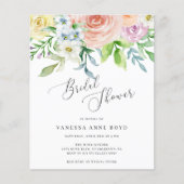 Blumenpfirsiche Budget Bridal Dusche Einladung (Vorderseite)