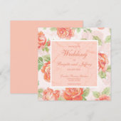 Blumenpfirsiche und grüner Druck Save The Date (Vorne/Hinten)