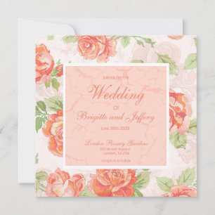 Blumenpfirsiche und grüner Druck Save The Date