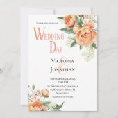 Blumenpfirsichfarben Moderne Hochzeitseinladung Einladung (Vorderseite)