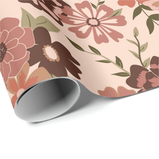 Blumenpfirsichgeschenk Geschenkpapier (Rolleneckpunkt)