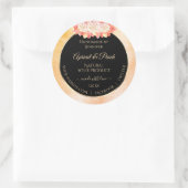 Blumenpfirsichkorallenmarmor und schwarze Produktm Runder Aufkleber (Tasche)