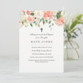 Blumenpfirsichtaufe Einladung (Stehend Vorderseite)