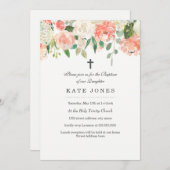 Blumenpfirsichtaufe Einladung (Vorne/Hinten)