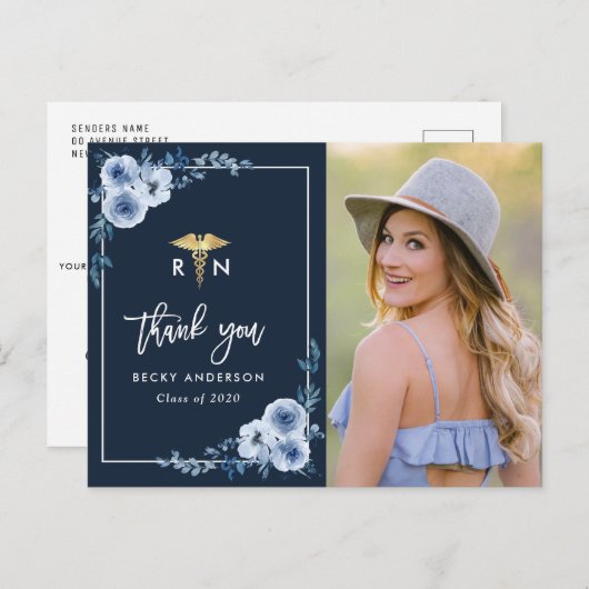 Blumenpflegerin Abschluss danke Postkarte (Vorne/Hinten)