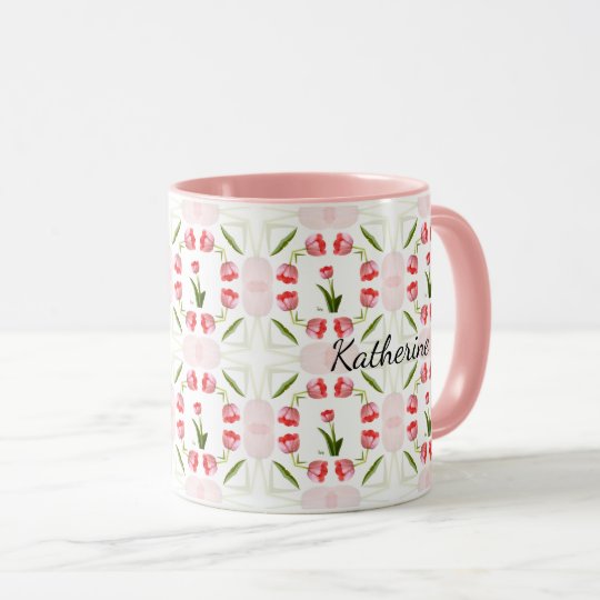 Blumenphotographie-Rosa-Tulpe-Kaleidoskop-Muster Tasse
