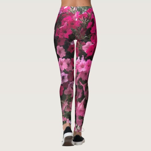 Blumenpinks Purples Grüner Garten Leggings (Rückseite)