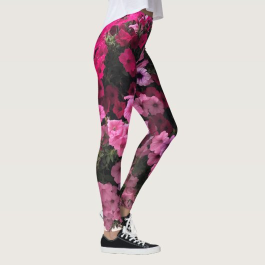 Blumenpinks Purples Grüner Garten Leggings (Rechts)