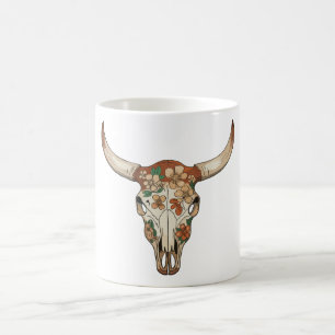 Blumenpinselstrich Western Cow Skull Blume Cowboy Kaffeetasse