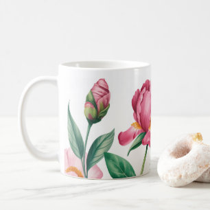 Blumenpionie & Rose Garden Art Café Tasse