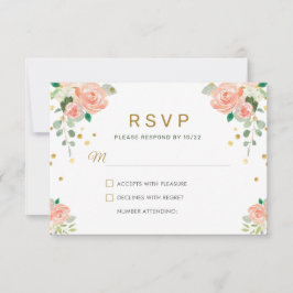 Blumenpionie und Gold Confetti Klassik Elegantes A RSVP Karte