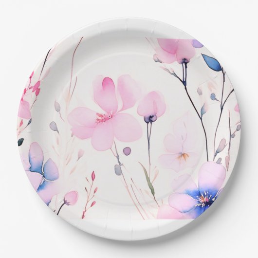 Blumenplatte Hochzeit/Dusche Pappteller (Vorderseite)