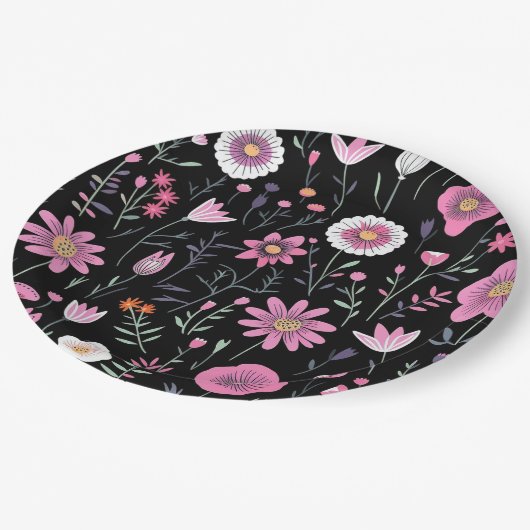 Blumenplatte Hochzeit/Dusche Pappteller (Schrägansicht)