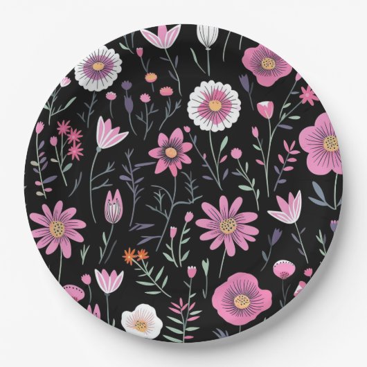 Blumenplatte Hochzeit/Dusche Pappteller (Vorderseite)