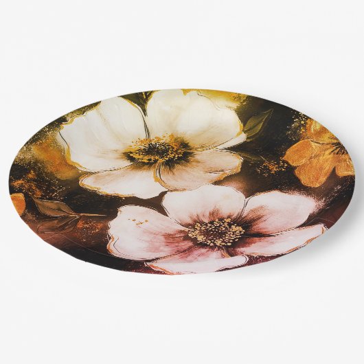 Blumenplatte Hochzeit/Dusche Pappteller (Schrägansicht)