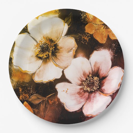 Blumenplatte Hochzeit/Dusche Pappteller (Vorderseite)