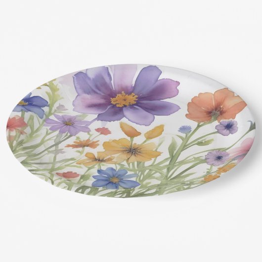 Blumenplatte Hochzeit/Dusche Pappteller (Schrägansicht)