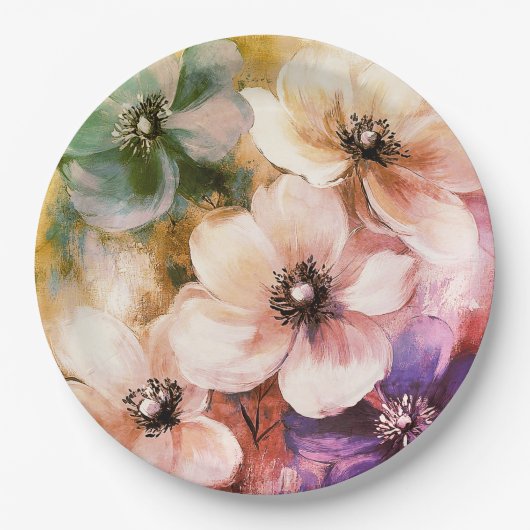 Blumenplatte Hochzeit/Dusche Pappteller (Vorderseite)