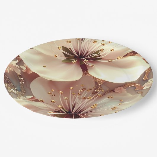 Blumenplatte Hochzeit/Dusche Pappteller (Schrägansicht)