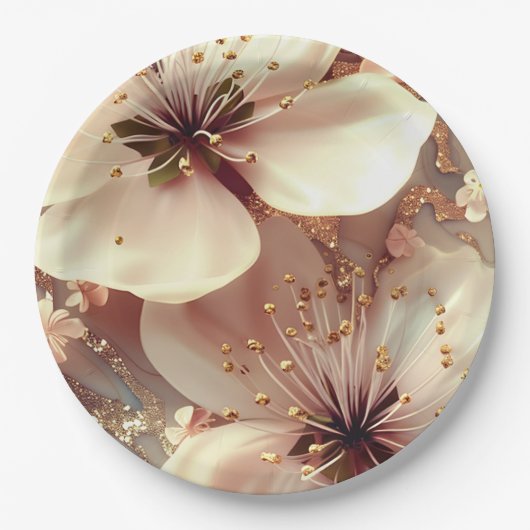 Blumenplatte Hochzeit/Dusche Pappteller (Vorderseite)