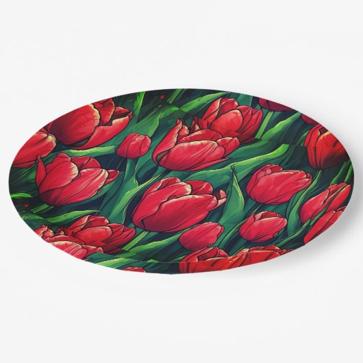 Blumenplatte Hochzeit/Dusche Pappteller (Schrägansicht)