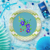 Blumenplatten mit Türkis und Limette Pappteller (Party)