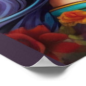 Blumenplendor im Zuckerschädel Poster (Ecke)