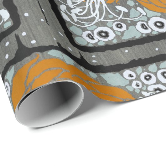 Blumenpochormuster orientalischer Stil Samarkande Geschenkpapier (Rolleneckpunkt)