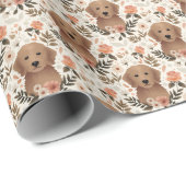 Blumenpoodle Hundportrait Bauernstil Geschenkpapier (Rolleneckpunkt)