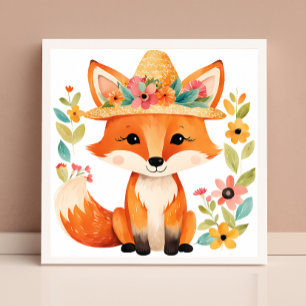 Blumenposter Baby Fuchs: Süß und Whimsical Poster
