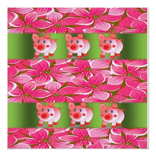 Blumenposter Schwein Poster (Vorderseite)