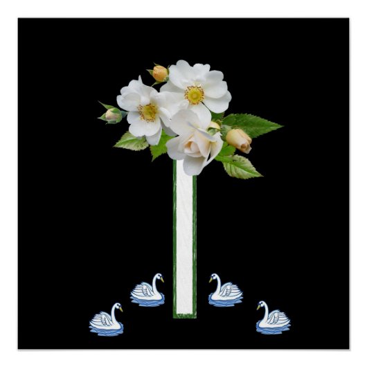 Blumenposter Weißer Schwan Poster (Vorderseite)