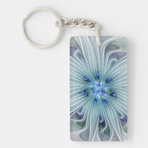 Blumenpracht abstrakt modern blau Pastell-Blume Schlüsselanhänger
