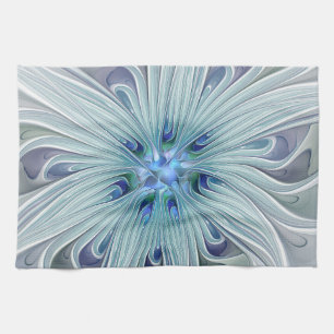 Blumenpracht abstrakt modern blaue Pastellblume Geschirrtuch